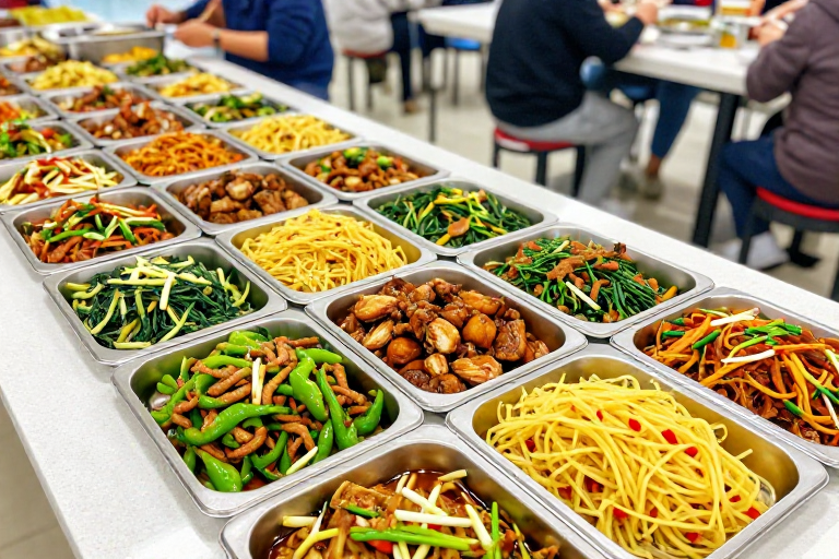 暖光中式盛宴:校园食堂高清美食实拍