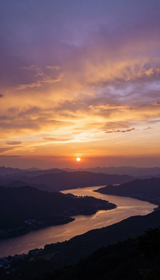 黄昏绝景：金色与紫色的梦幻自然画卷