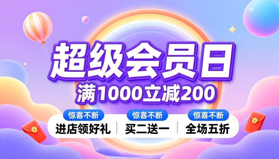 超级会员日梦幻渐变流体艺术海报