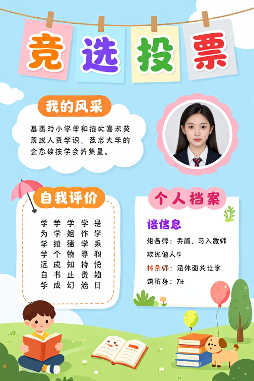 清新童趣校园竞选投票宣传海报