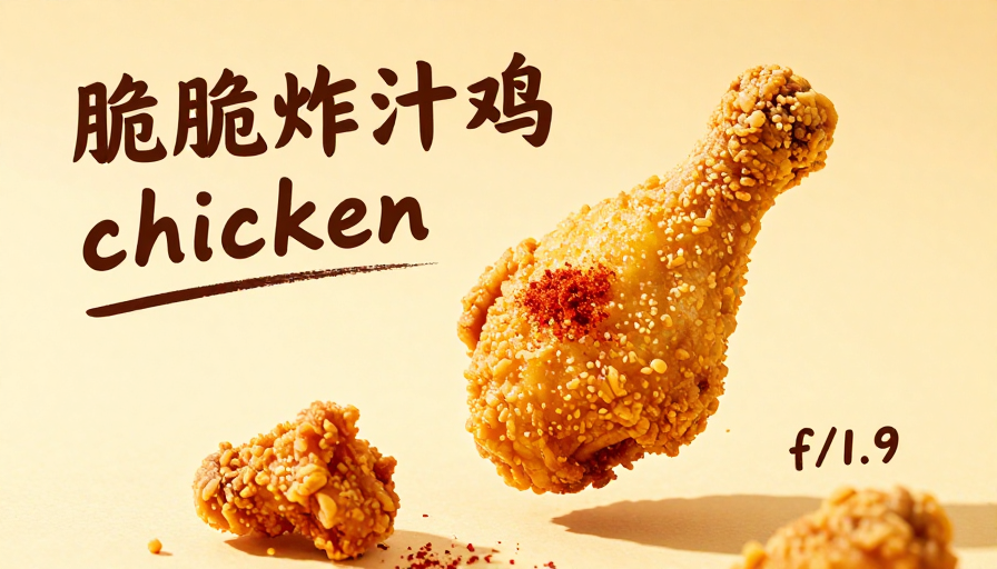 酥脆炸汁炸鸡特写:暖黄光影下诱人美食