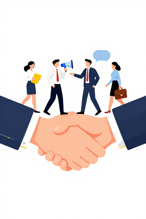 专业商务握手细节清晰 简约插画展现合作力量