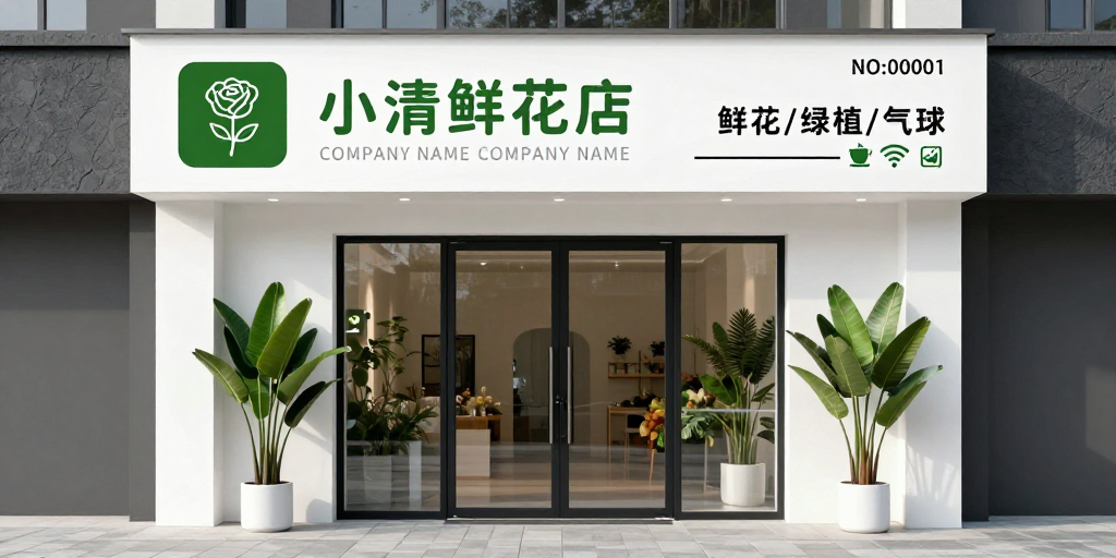 现代简约风清新花店门头设计
