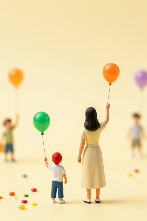 亲子温情瞬间：微缩模型中母子幸福时光