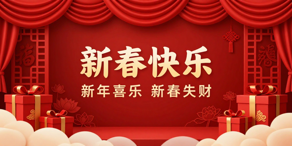 喜庆中国风舞台横幅海报