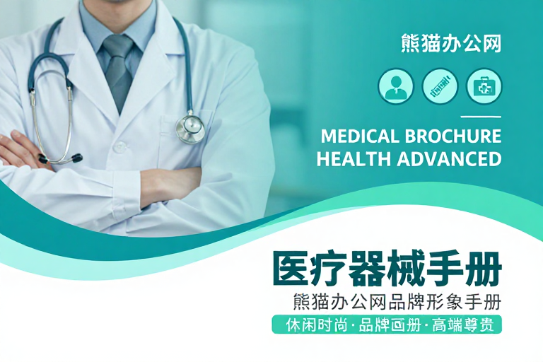 蓝绿渐变医疗封面:专业科技感品牌手册设计