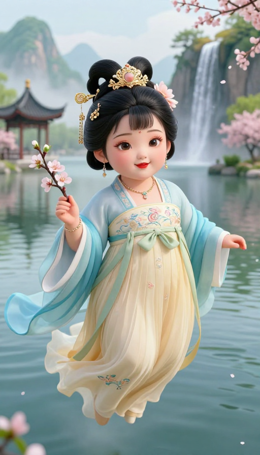 仙山瑶池幻境:超现实3D仙女飞天