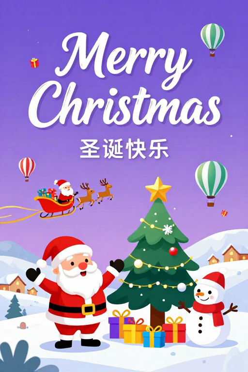 梦幻圣诞:温馨童趣插画贺卡封面