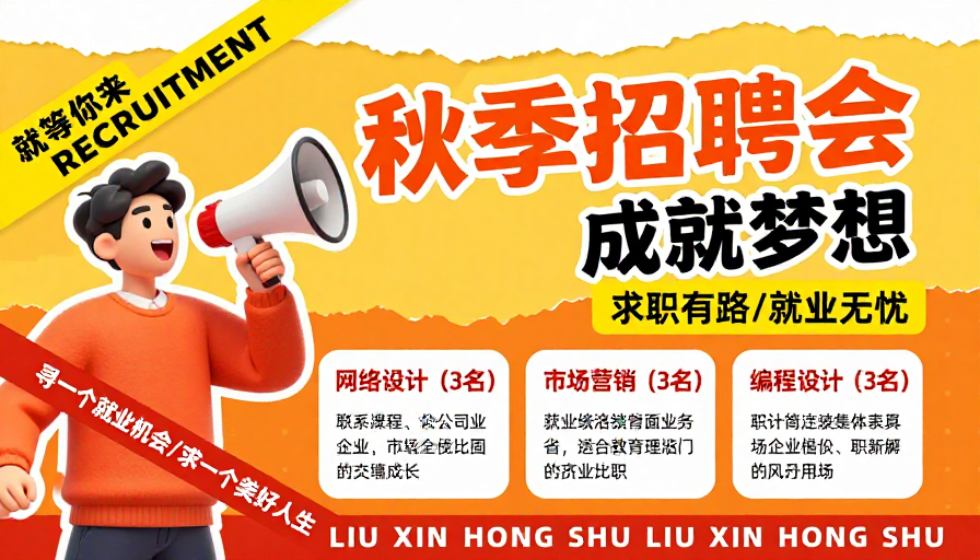 活力秋日:成就梦想的校园招聘海报