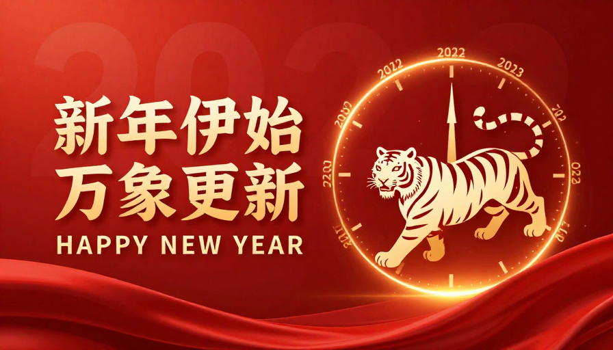现代剪纸白虎与2022新年祝福，喜庆氛围