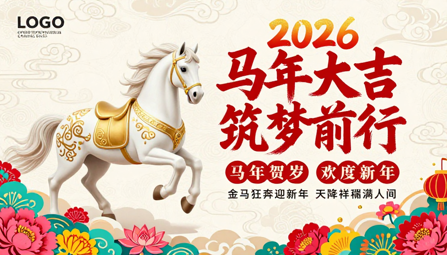 2026马年贺岁:红金祥云骏马奔腾
