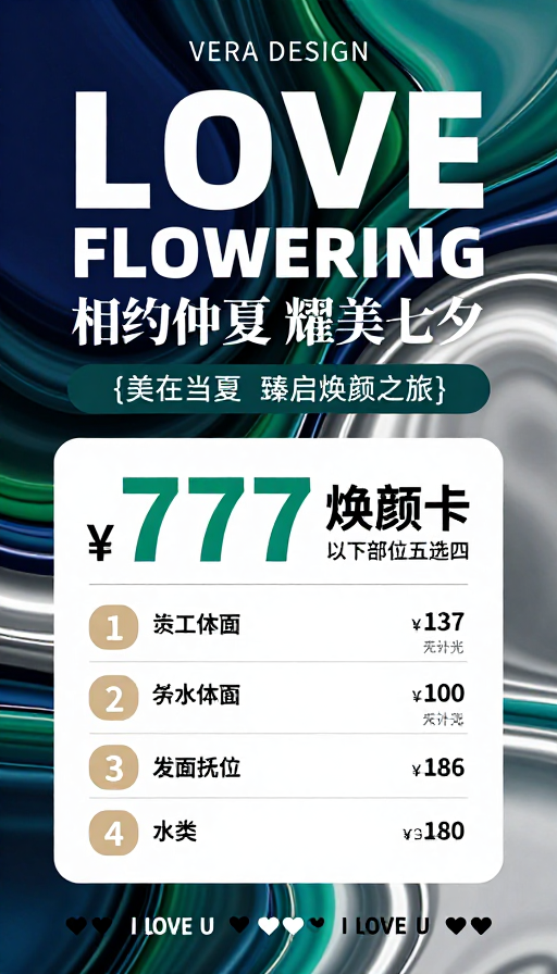 现代艺术流体设计：七夕焕颜品牌海报