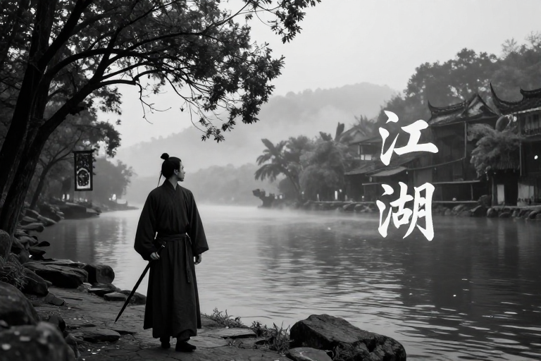 侠影江湖：水墨风武侠意境图