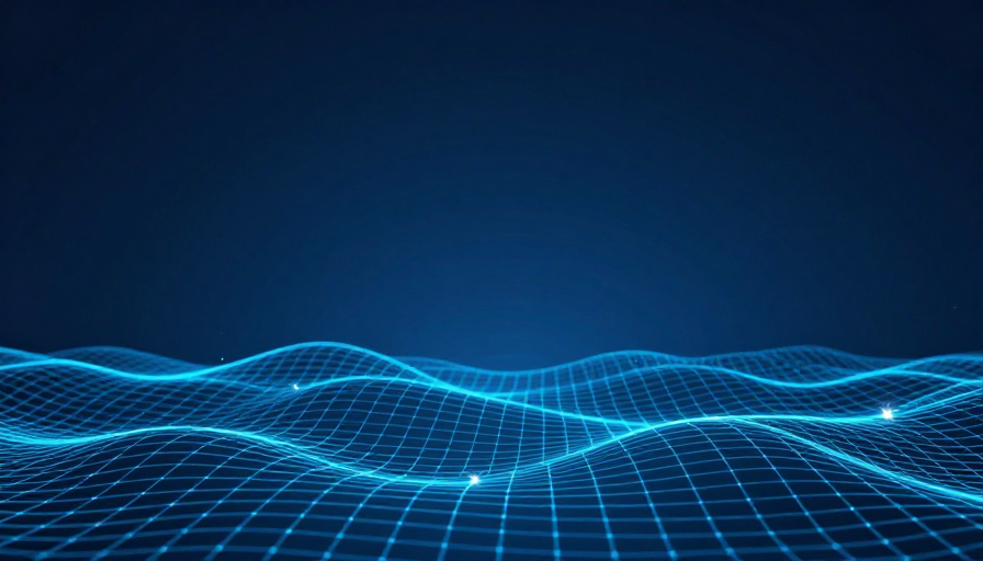 冷峻赛博蓝调波浪网格未来科技背景