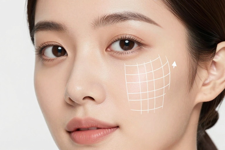 亚洲女性面部紧致抗衰特写