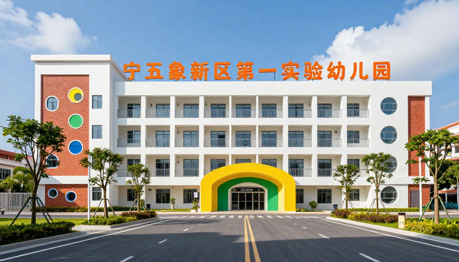 现代彩色幼儿园建筑全景高清摄影展示