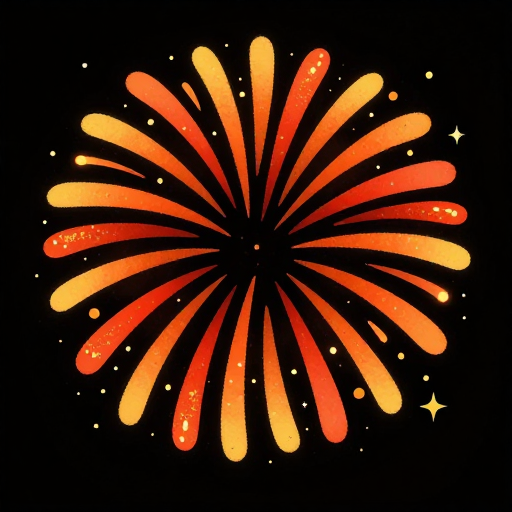 春节烟花绽放喜庆主题扁平手绘插画海报