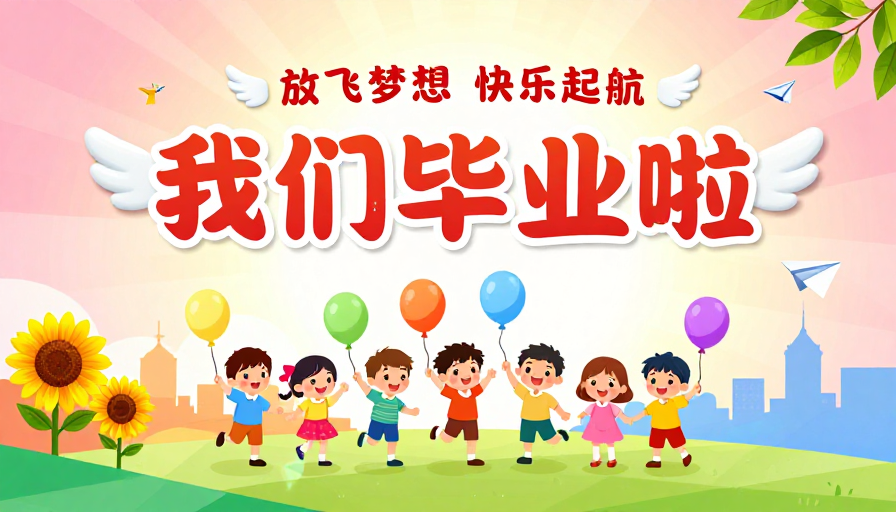 幼儿园毕业欢乐启航:童趣庆典海报