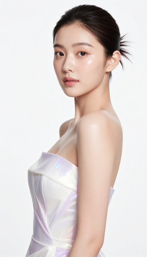 高级医美少女代言人：镭射礼服下的无瑕肌肤