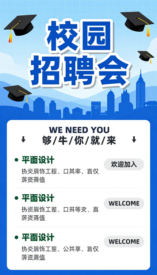 像素风活力校园招聘会海报设计