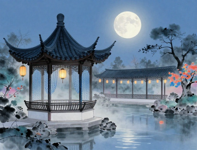 月光中式庭院：静谧古韵治愈梦境