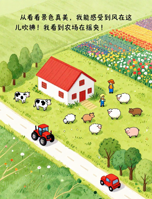 童趣乡村农场景象插画