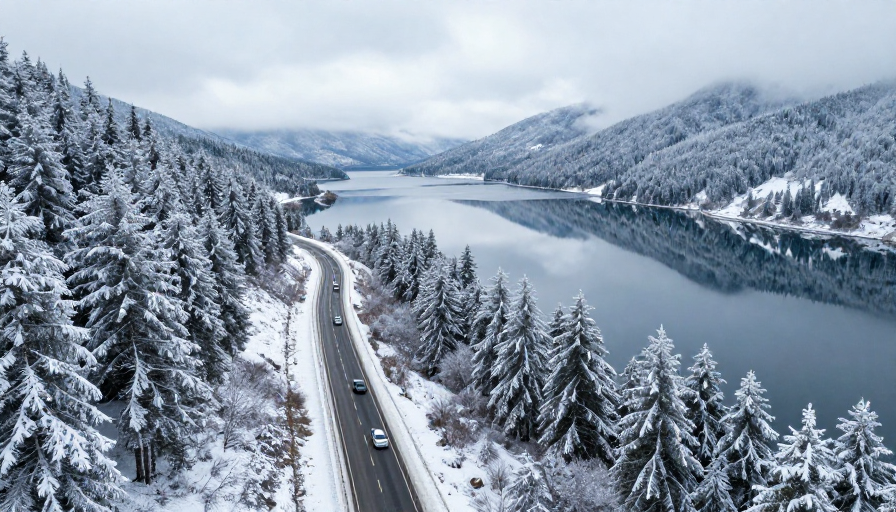 冬日雪谷公路：静谧湖山与暖车行