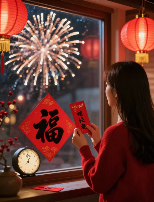 新春时刻:女孩与光影交织的梦幻新年纪实