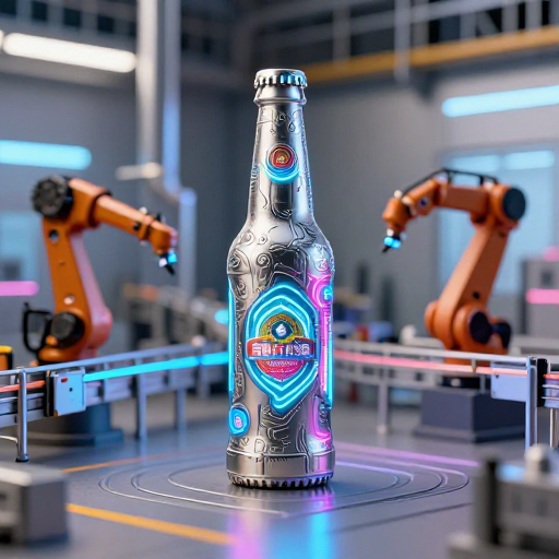 青岛啤酒微缩科技风展示：未来工厂霓虹光效