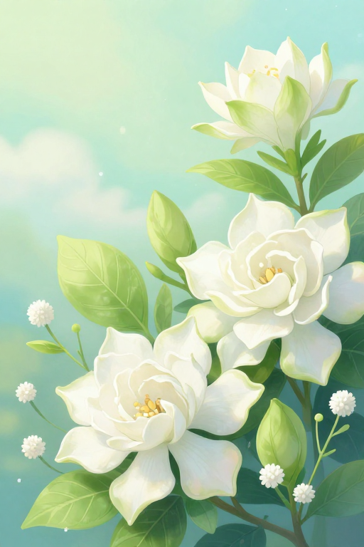 梦幻栀子花：柔美治愈的童话光影画卷