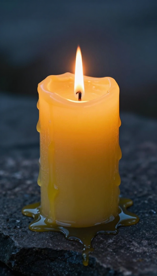 暖橙烛光石面光影静谧摄影