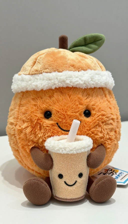 JellyCat风萌系橙子：奶茶帽子的可爱日常