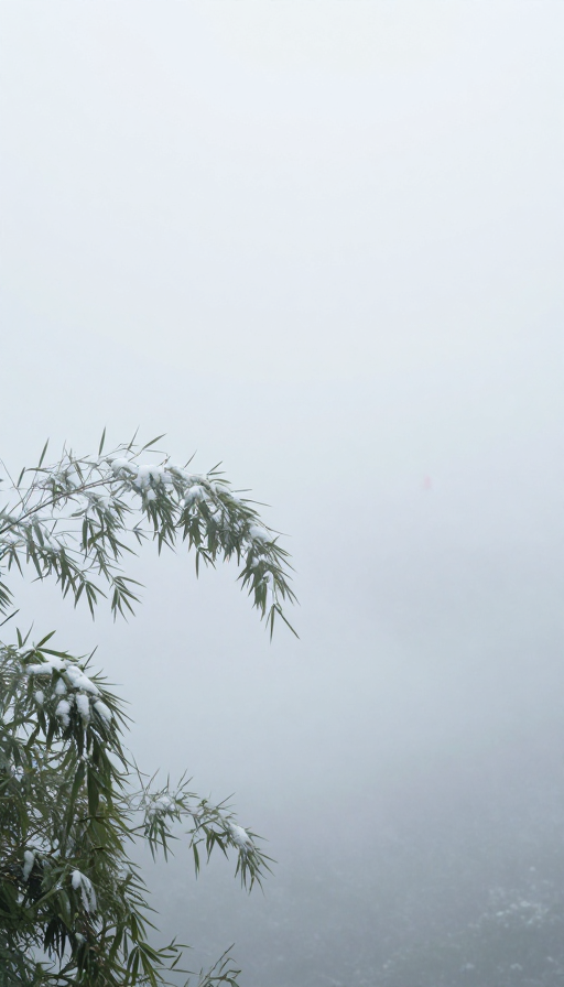 雪雾红影:禅意超写实风景