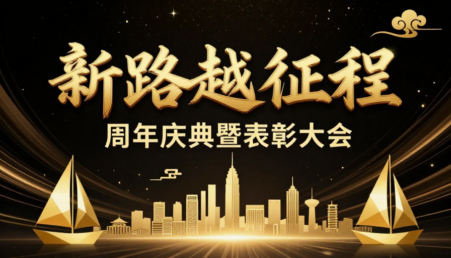 金色庆典：新路越新征程周年表彰奢华海报
