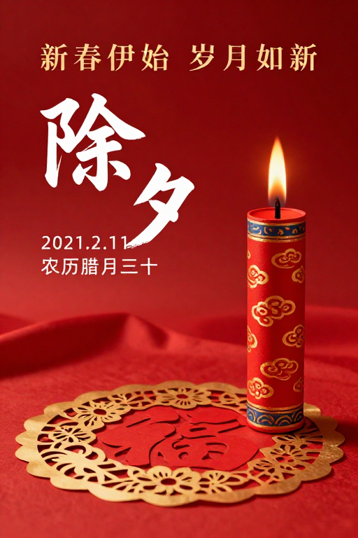 除夕新春庆贺:红色中国风节日艺术图