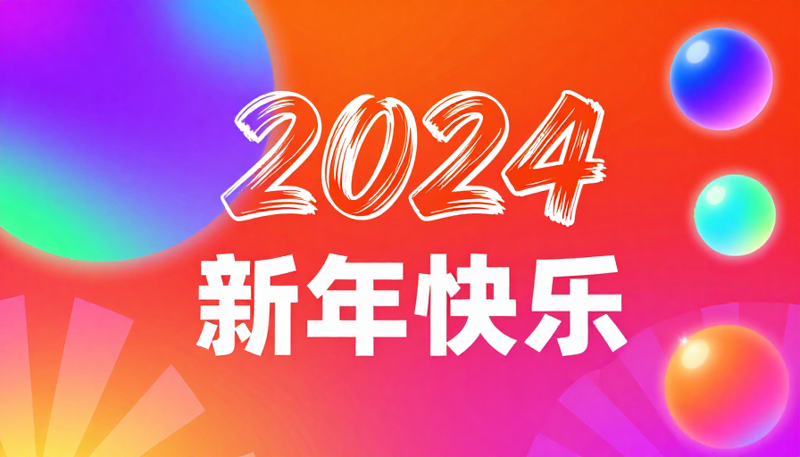 赛博朋克风2024新年庆典霓虹背景海报