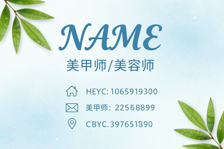 清新水润商务名片设计:美业专业形象展示