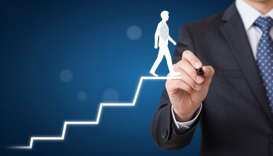 商务科技背景图:职业阶梯与成长愿景