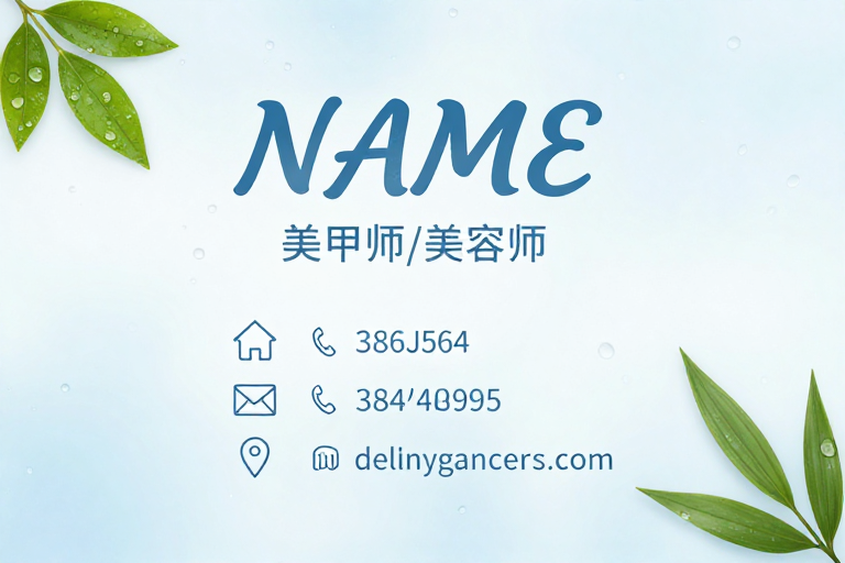 清新水润商务名片设计,彰显美业专业与优雅