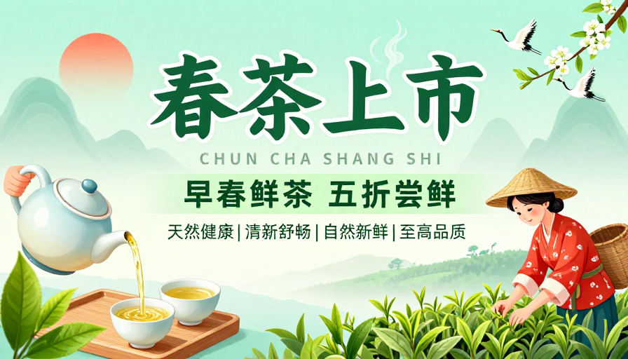 春风雅韵 春茶上市国风海报