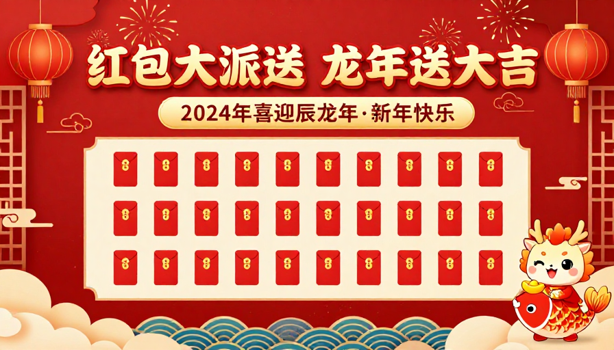 红金中国风龙年新春促销海报