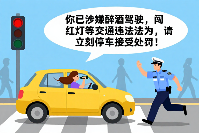 醉驾违法警示！扁平插画风格公益海报