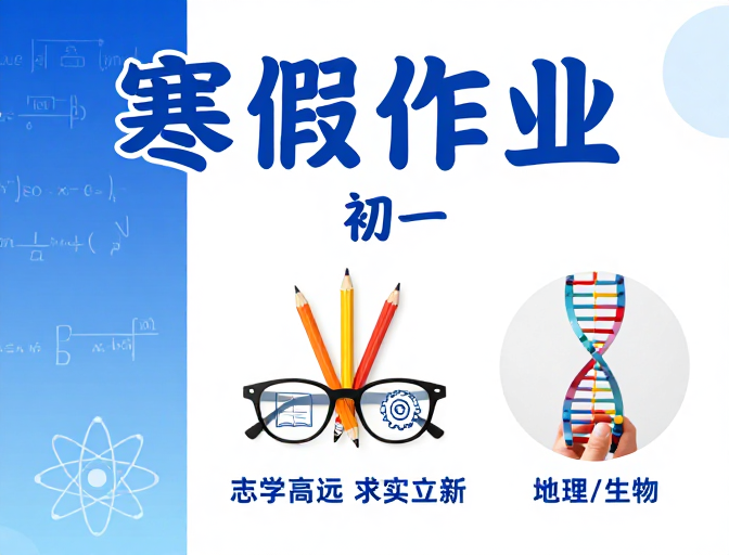 初一寒假作业海报:清新现代风,科学学术氛围