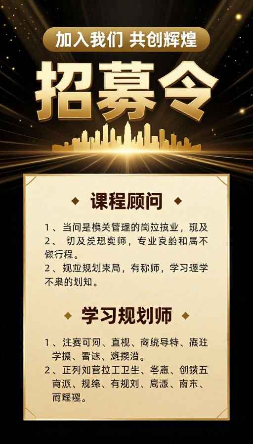 黑金奢华招募令：共创辉煌加入精英团队