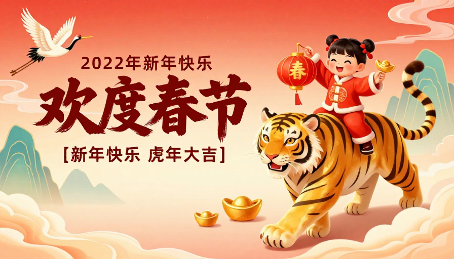 喜庆新年 金虎跃春 插画海报