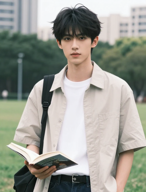 都市公园时尚写真：帅哥半身高清人像
