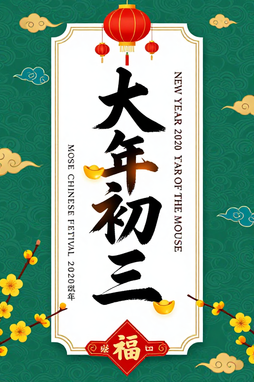 新春大吉 鼠年贺岁 书法春联海报
