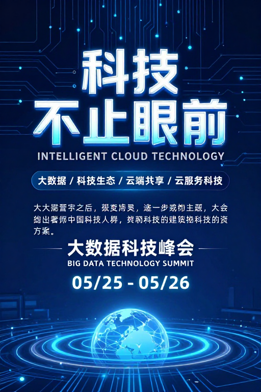 深蓝科技感未来数字空间海报设计
