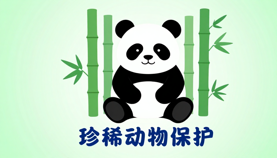 简约现代熊猫插画:珍稀动物保护PPT封面设计