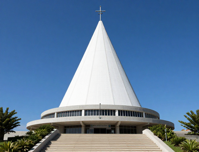 现代白色尖顶教堂：纯净光影下的建筑之美